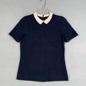 J. Crew Navy Top with Pinky Cream Collar